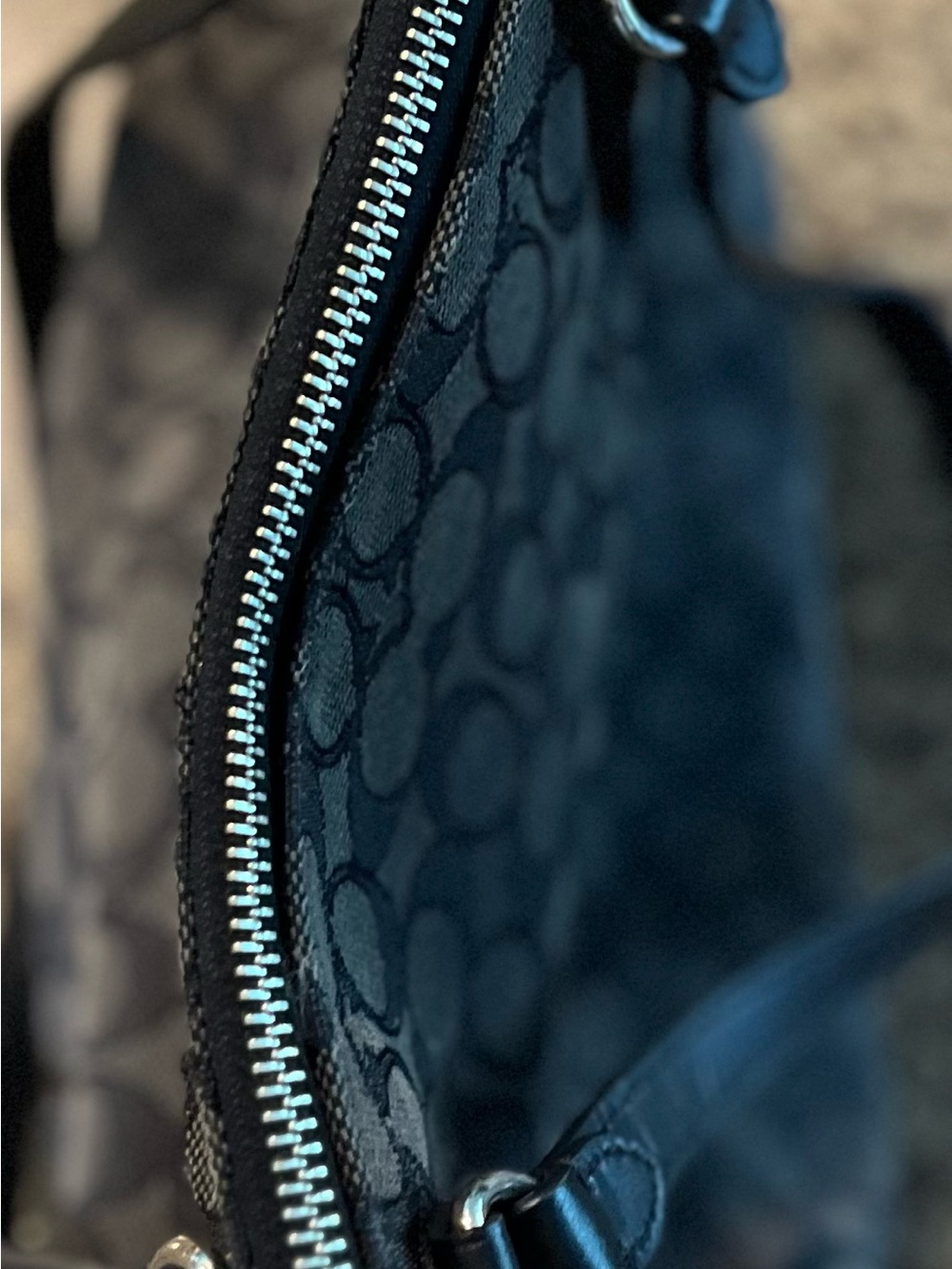 Coach Signature Canvas Tote in Black and Charcoal - Picture 8 of 10